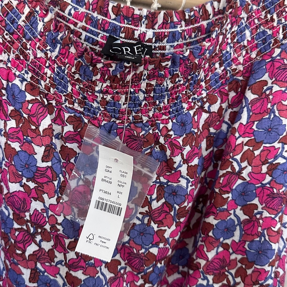 NWT J.Crew Afternoon Linen Dress in Berry Floral L - Picture 4 of 8